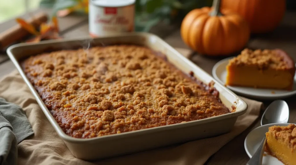 Make this irresistible pumpkin dump cake with spice cake mix in just minutes. A perfect fall dessert combining creamy pumpki.,