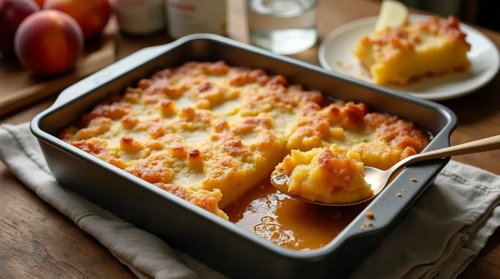 Discover how to make a mouthwatering peach cobbler dump cake with just 4 ingredients.
