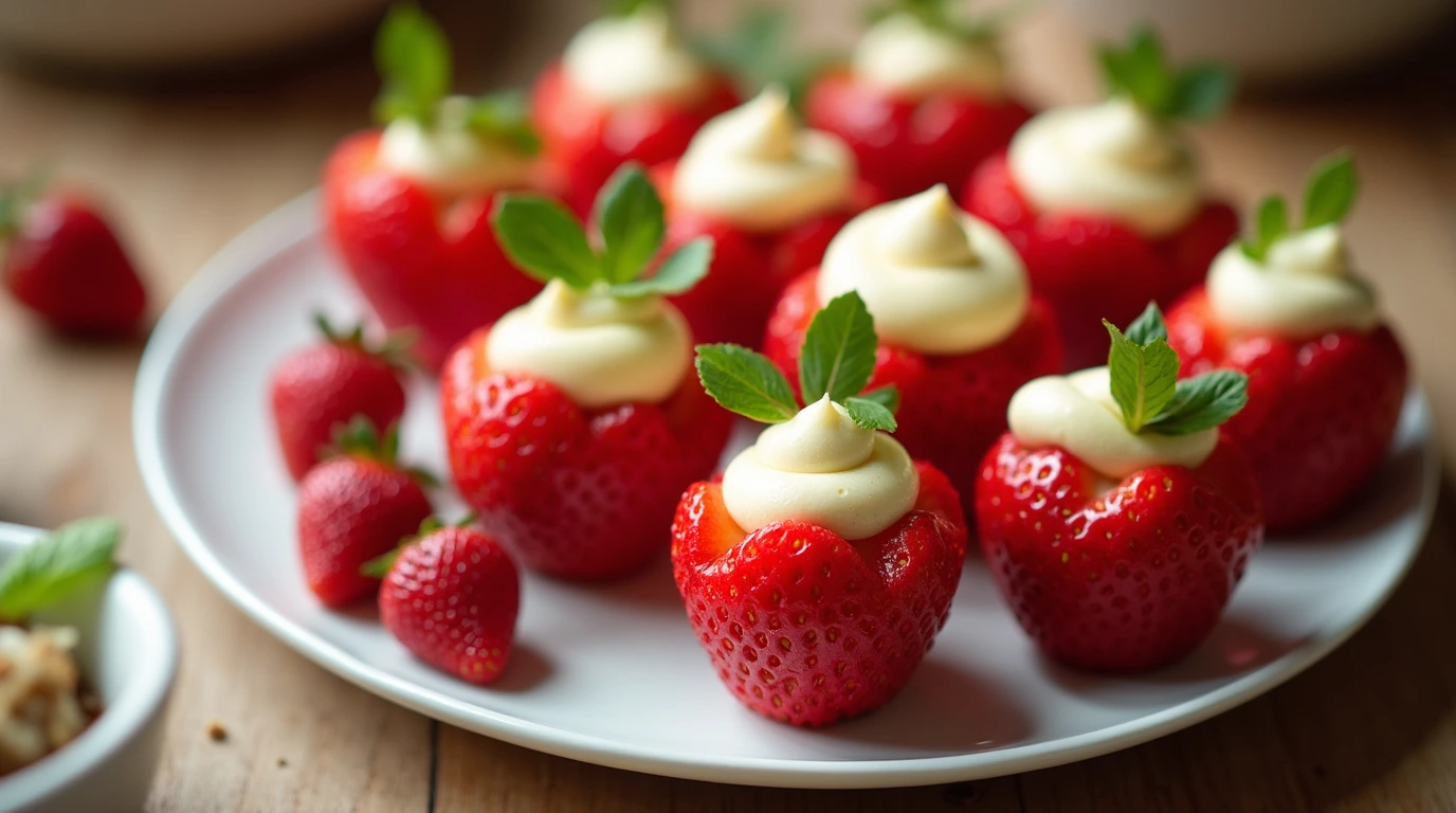 cheesecake deviled strawberries