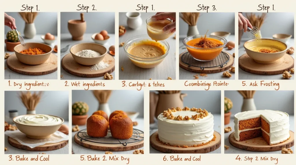 Moist Carrot Cake with Cream Cheese Frosting is rich, fluffy, and easy to master in 5 steps. Learn the secret to bakery-style results at home.