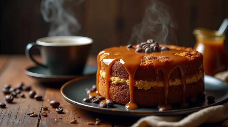 gooey coffee caramel cake