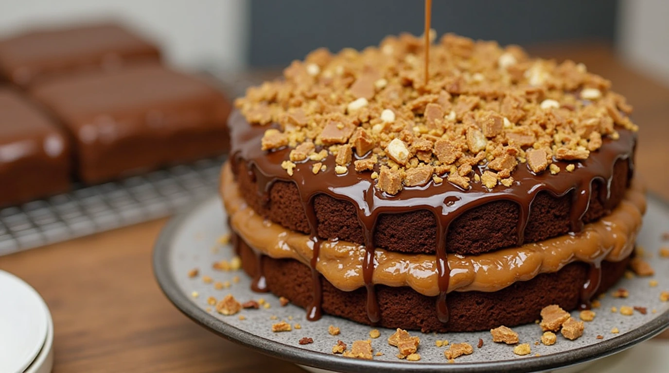 Chocolate Caramel Toffee Crunch Cake